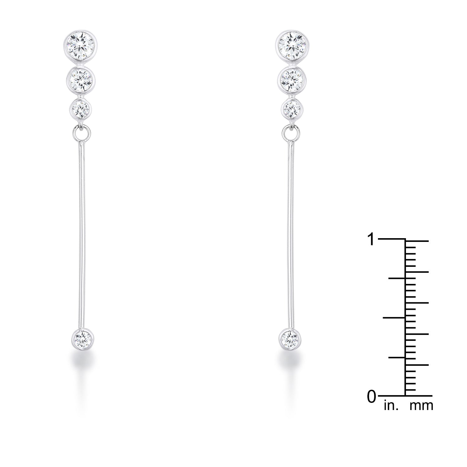 Modern Heroine Classic Edit 1.2Ct Graduated Rhodium Plated Drop Cubic Zirconia Earrings. - Friggin Jewelry Fashion