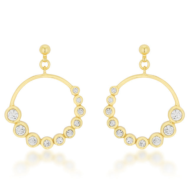 Timeless Sovereign Classic Edit Golden Graduated Cubic Zirconia Circle Earrings - Friggin Jewelry Fashion