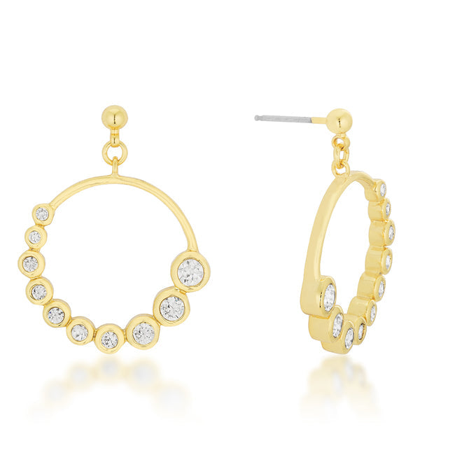 Timeless Sovereign Classic Edit Golden Graduated Cubic Zirconia Circle Earrings - Friggin Jewelry Fashion