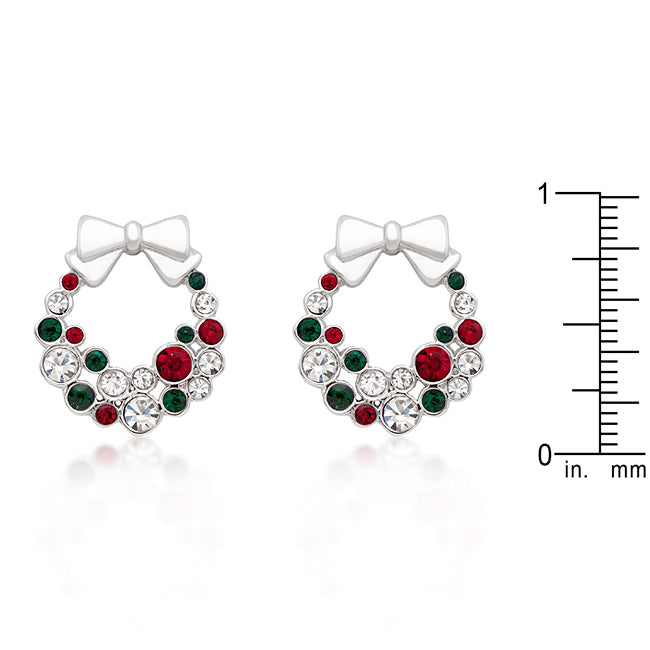 Daily Luxe Classic Edit Holiday Wreath Colored Crystal Earrings - Friggin Jewelry Fashion Winter