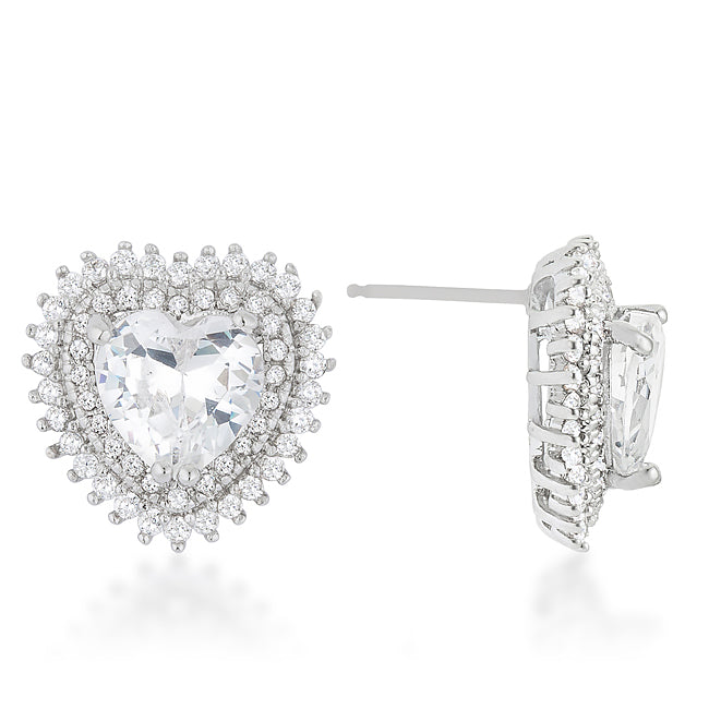 Bold Spark Pure Line Halo Heart Earrings - Friggin Jewelry Fashion