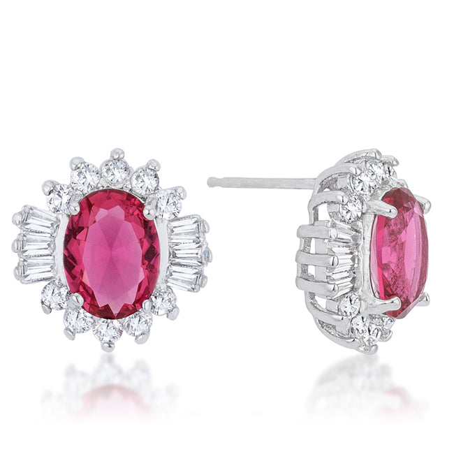 Modern Spark Heritage Edit Chrisalee 3.3ct Ruby CZ Rhodium Classic Stud Earrings - Friggin Jewelry Fashion