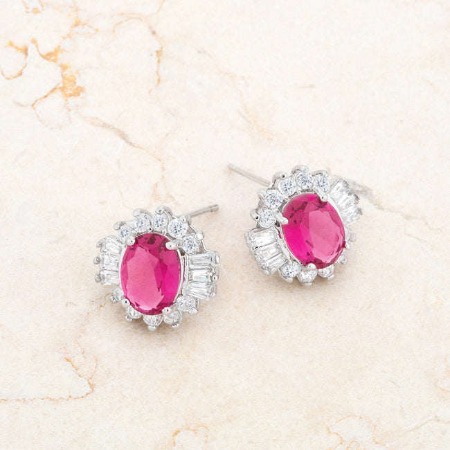 Modern Spark Heritage Edit Chrisalee 3.3ct Ruby CZ Rhodium Classic Stud Earrings - Friggin Jewelry Fashion