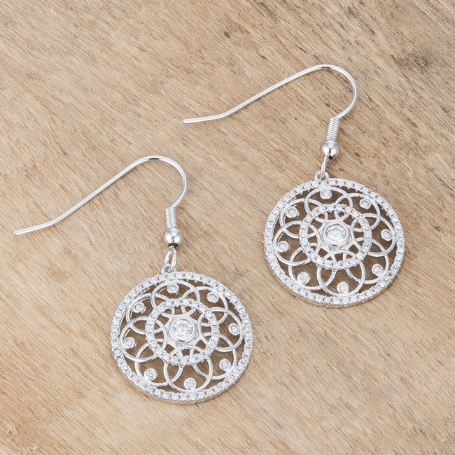 Runway Whisper Contemporary Line .95 Ct Interlocking Circle Rhodium and CZ Earrings - Friggin Jewelry Fashion
