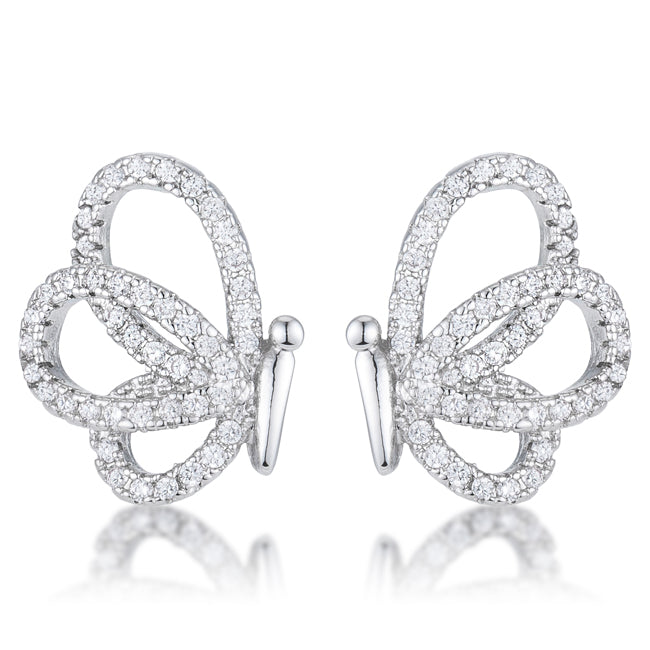 Pure Form Modern Series .45 Ct CZ Butterfly Stud Earrings - Friggin Jewelry Fashion