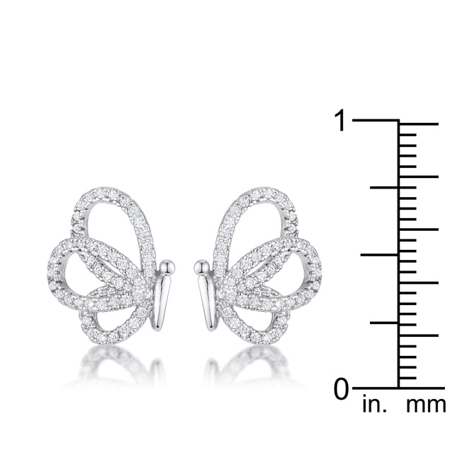 Pure Form Modern Series .45 Ct CZ Butterfly Stud Earrings - Friggin Jewelry Fashion