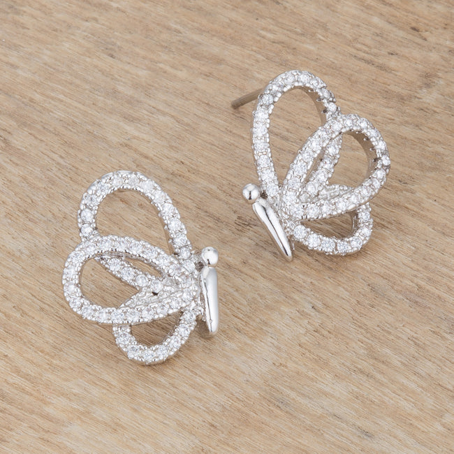 Pure Form Modern Series .45 Ct CZ Butterfly Stud Earrings - Friggin Jewelry Fashion