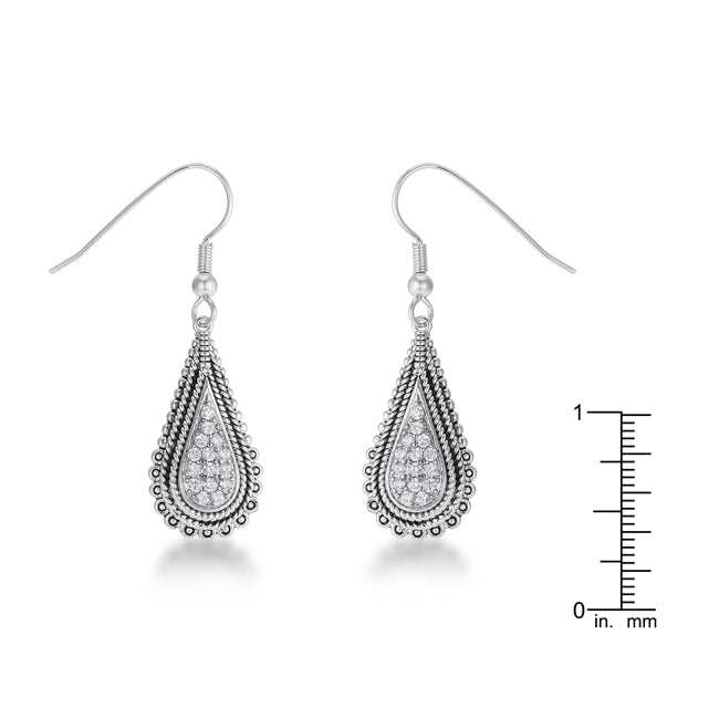 Irresistible Whisper Signature Edit .45 Ct Tear Drop Rhodium Earrings with CZ - Friggin Jewelry Fashion