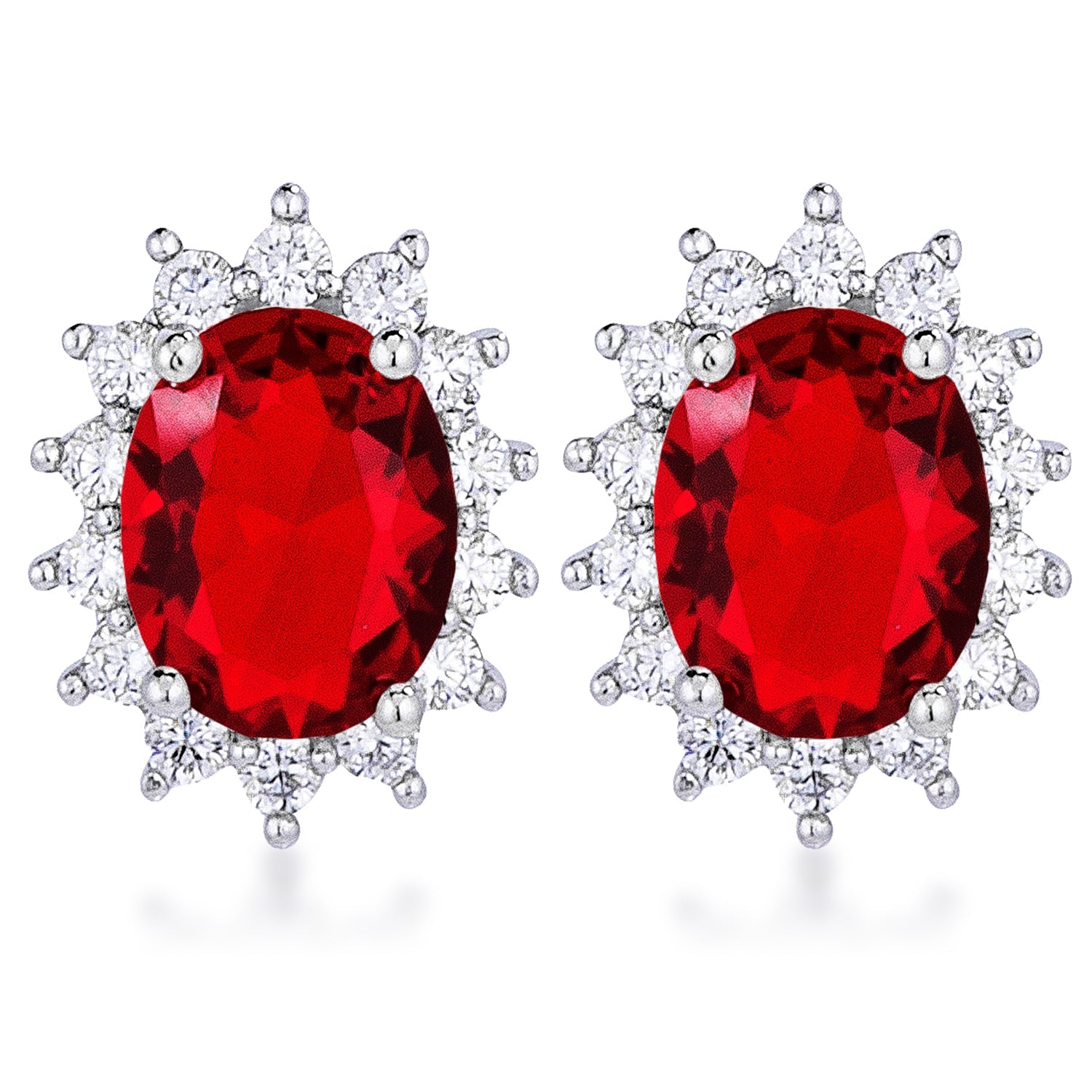 Alluring Whisper Heritage Edit Rhodium Plated Ruby Red Petite Royal Oval Earrings - Friggin Jewelry Fashion