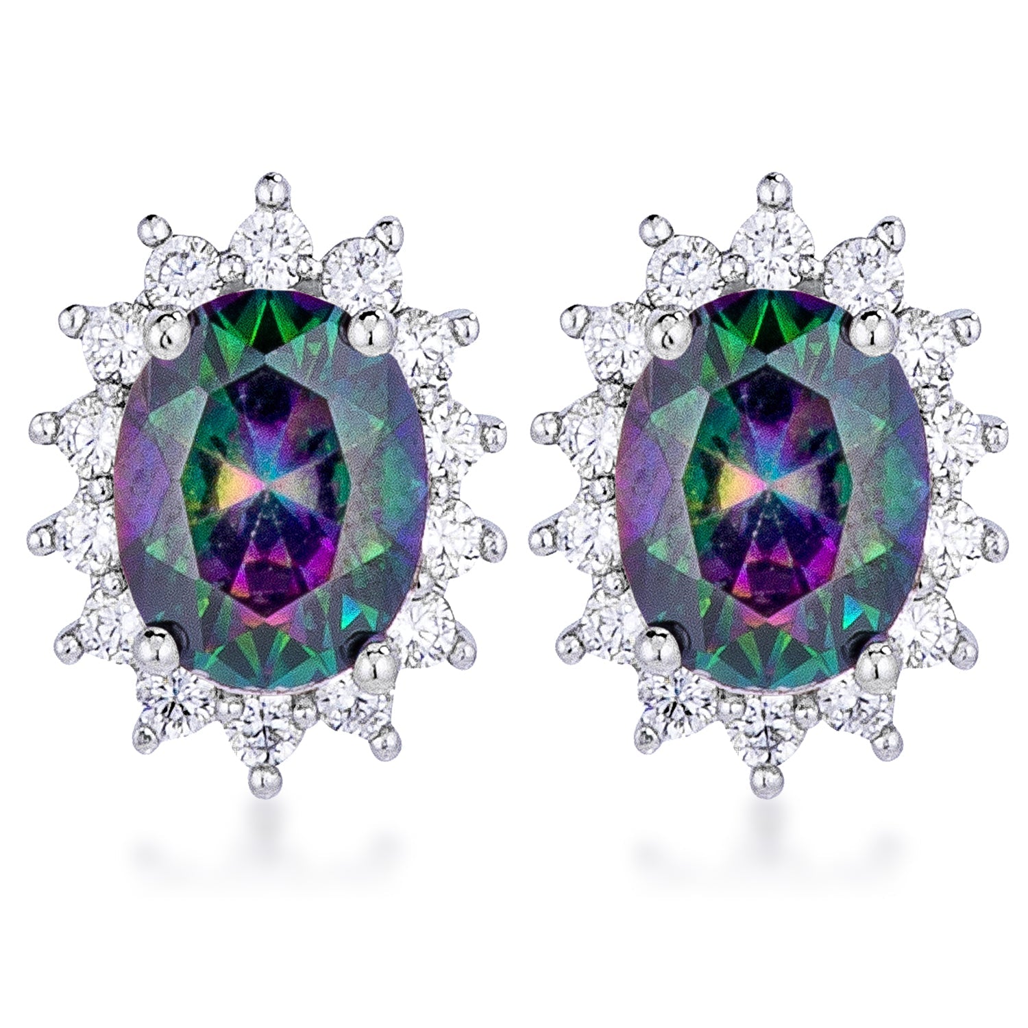 Lustrous Glow Signature Edit Rhodium Plated Mystic Petite Royal Oval Earrings - Friggin Jewelry Fashion