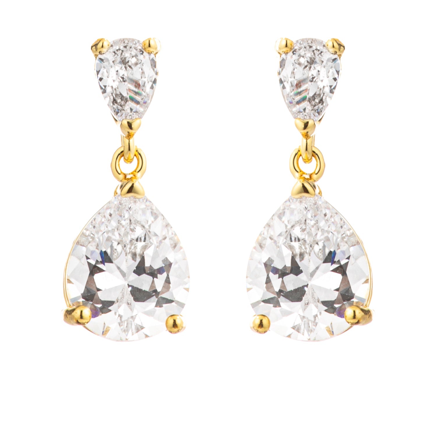 Couture Whisper Signature Line 18k Gold Plated Double Pear Drop Earrings - Friggin Jewelry Fashion
