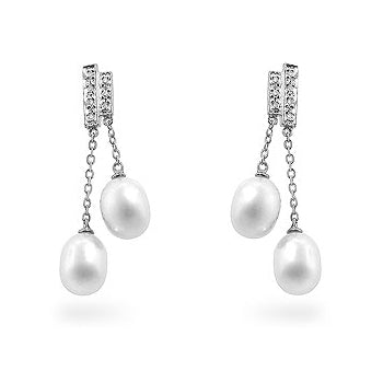 Everyday Spark Modern Icon Pearl Diamond Dangles - Friggin Jewelry Fashion