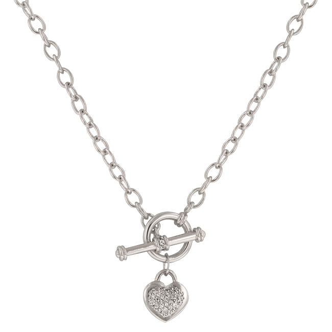 Irreverent Edge Cheeky Edit Toggle Pave Heart Necklace - Friggin Jewelry Fashion