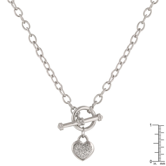 Irreverent Edge Cheeky Edit Toggle Pave Heart Necklace - Friggin Jewelry Fashion