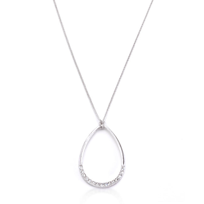 Timeless Sovereign Classic Edit Rhodium Plated Crystal Teardrop Necklace - Friggin Jewelry Fashion