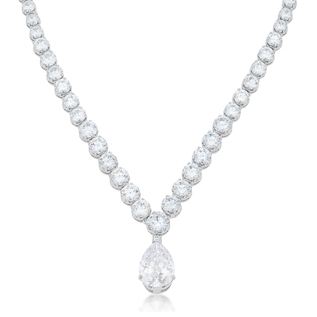 Bright Edge Studio Icon Bejeweled Cubic Zirconia Pear Drop Necklace - Friggin Jewelry Fashion