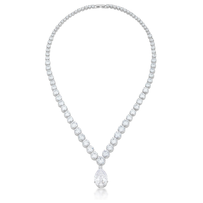Bright Edge Studio Icon Bejeweled Cubic Zirconia Pear Drop Necklace - Friggin Jewelry Fashion