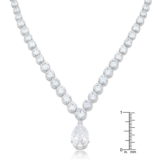 Bright Edge Studio Icon Bejeweled Cubic Zirconia Pear Drop Necklace - Friggin Jewelry Fashion