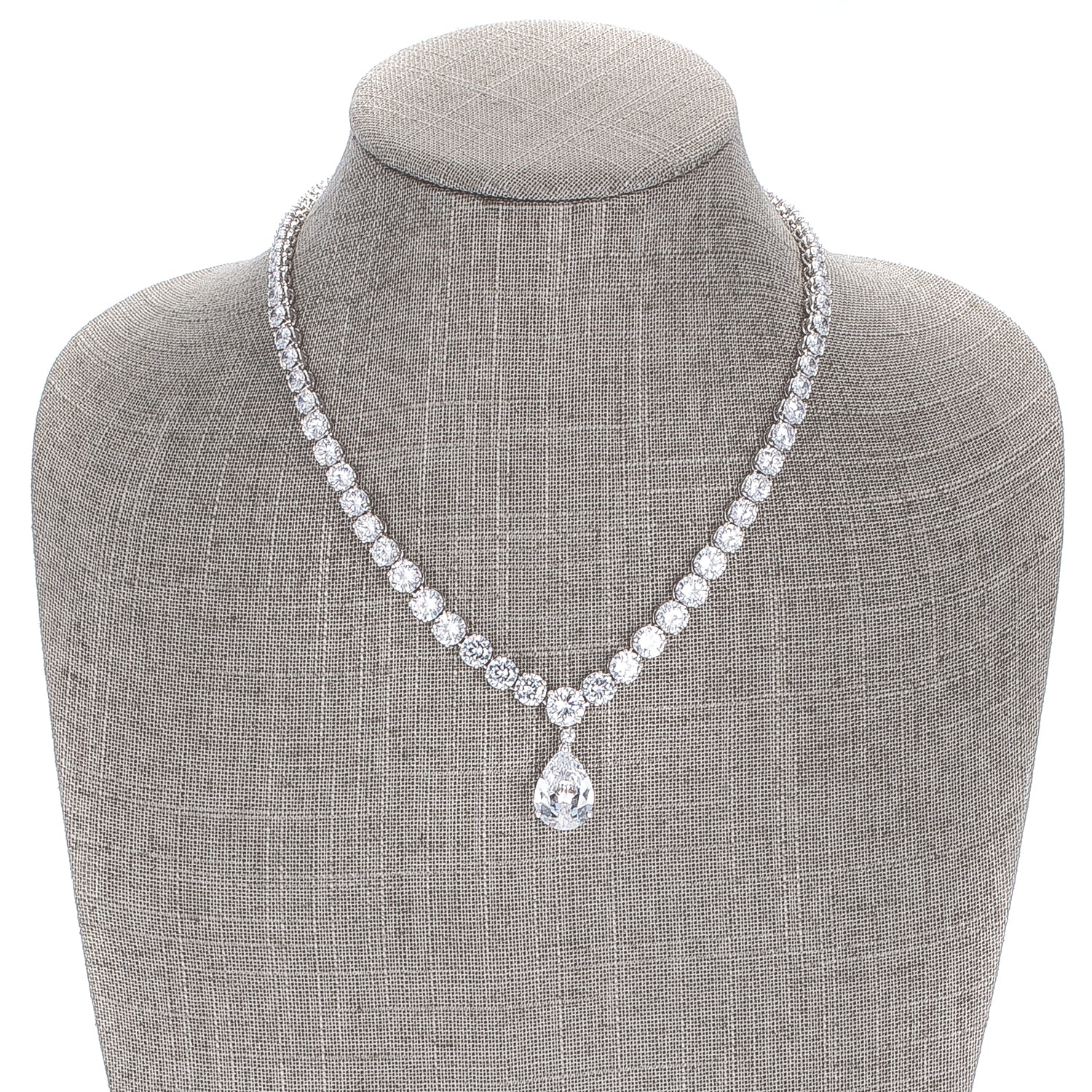 Bright Edge Studio Icon Bejeweled Cubic Zirconia Pear Drop Necklace - Friggin Jewelry Fashion