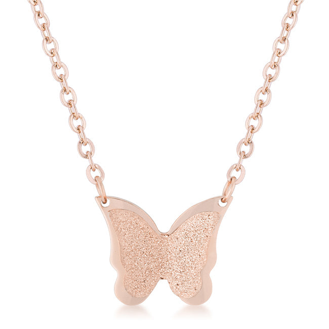 Polished Play Signature Line Breanne Rose Gold Stainless Steel Rose Gold Butterfly Necklace - Friggin Jewelry Fashion