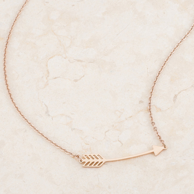 Playful Form Heritage Edit Arianna Rose Gold Stainless Steel Arrow Necklace - Friggin Jewelry Fashion