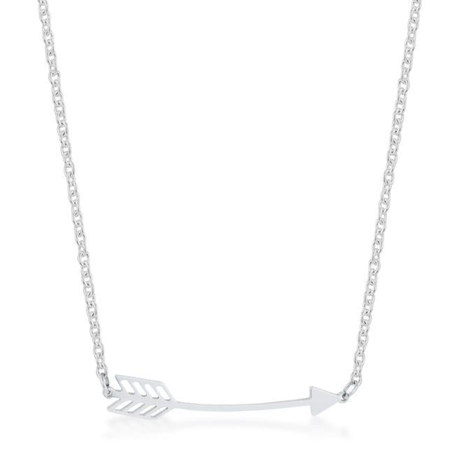 Proper Spark Everyday Icon Arianna Rhodium Stainless Steel Arrow Necklace - Friggin Jewelry Fashion
