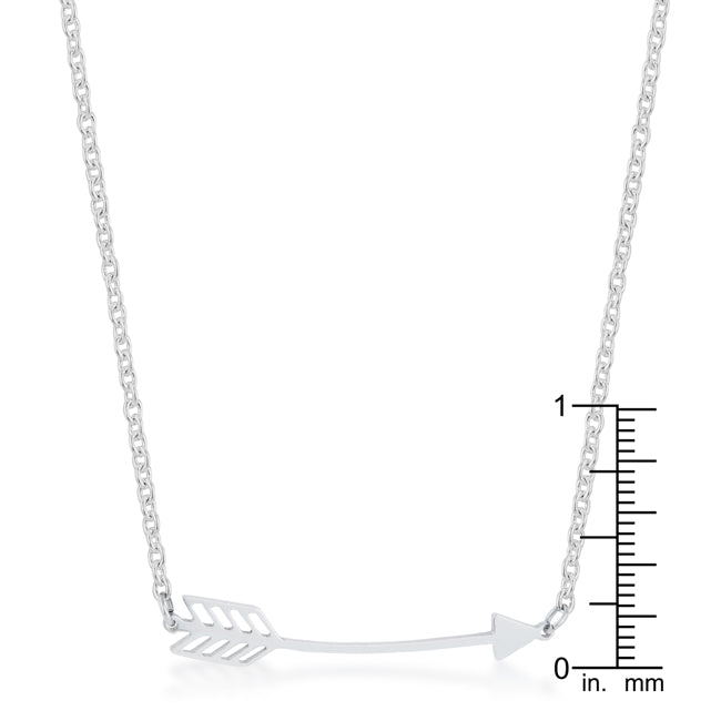 Proper Spark Everyday Icon Arianna Rhodium Stainless Steel Arrow Necklace - Friggin Jewelry Fashion