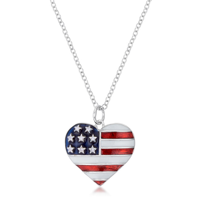 Modern Spark Heritage Edit Stars and Stripes Rhodium Necklace with CZ - Friggin Jewelry Fashion