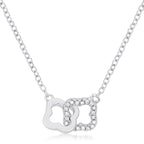 Sleek Spark Polished Line .21 Ct Rhodium Necklace with Floral Links - Friggin Jewelry Fashion