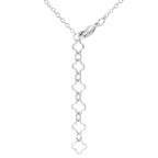 Sleek Spark Polished Line .21 Ct Rhodium Necklace with Floral Links - Friggin Jewelry Fashion