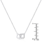 Sleek Spark Polished Line .21 Ct Rhodium Necklace with Floral Links - Friggin Jewelry Fashion