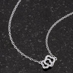 Sleek Spark Polished Line .21 Ct Rhodium Necklace with Floral Links - Friggin Jewelry Fashion