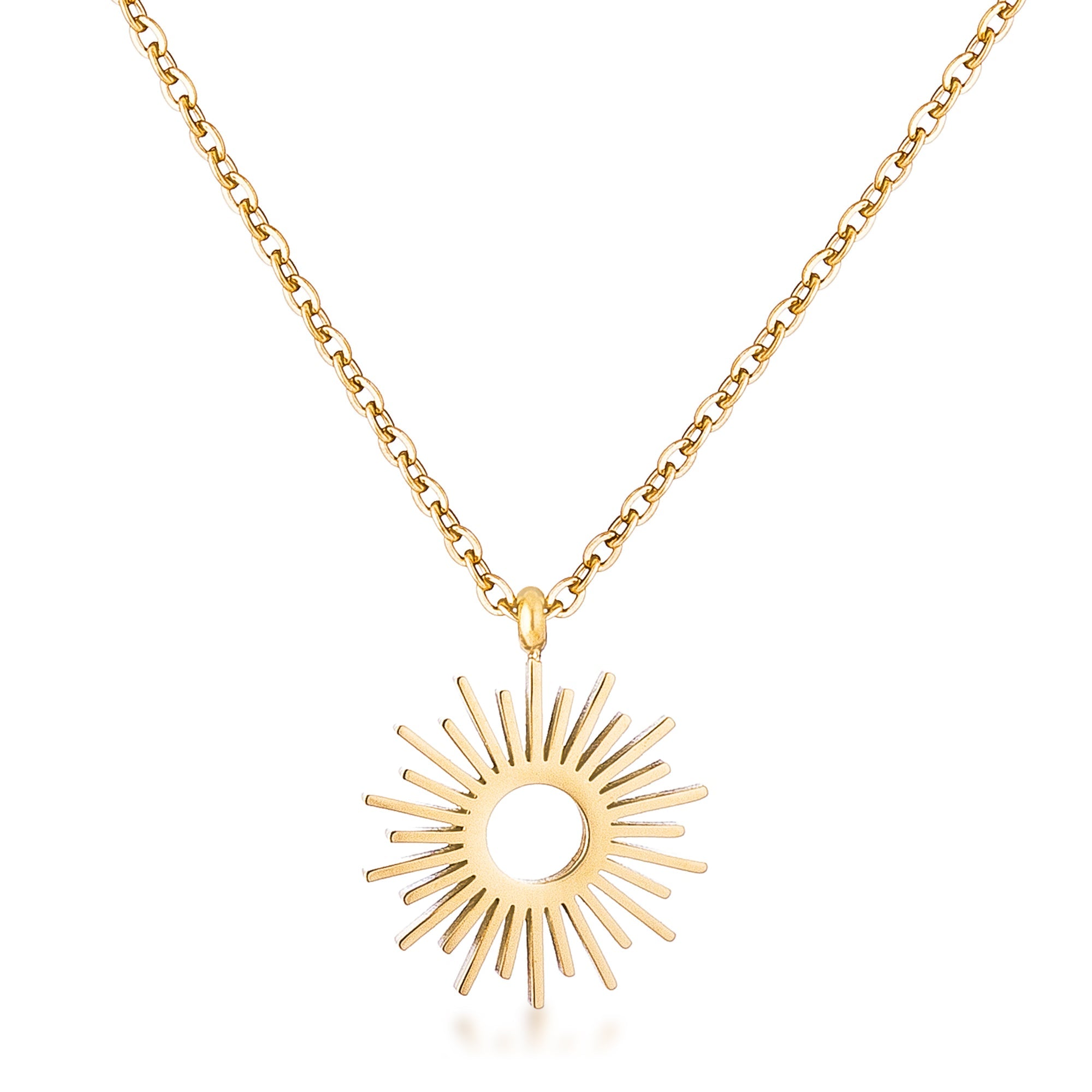 Dazzling Edge Timeless Series Goldtone Sunburst Necklace - Friggin Jewelry Fashion