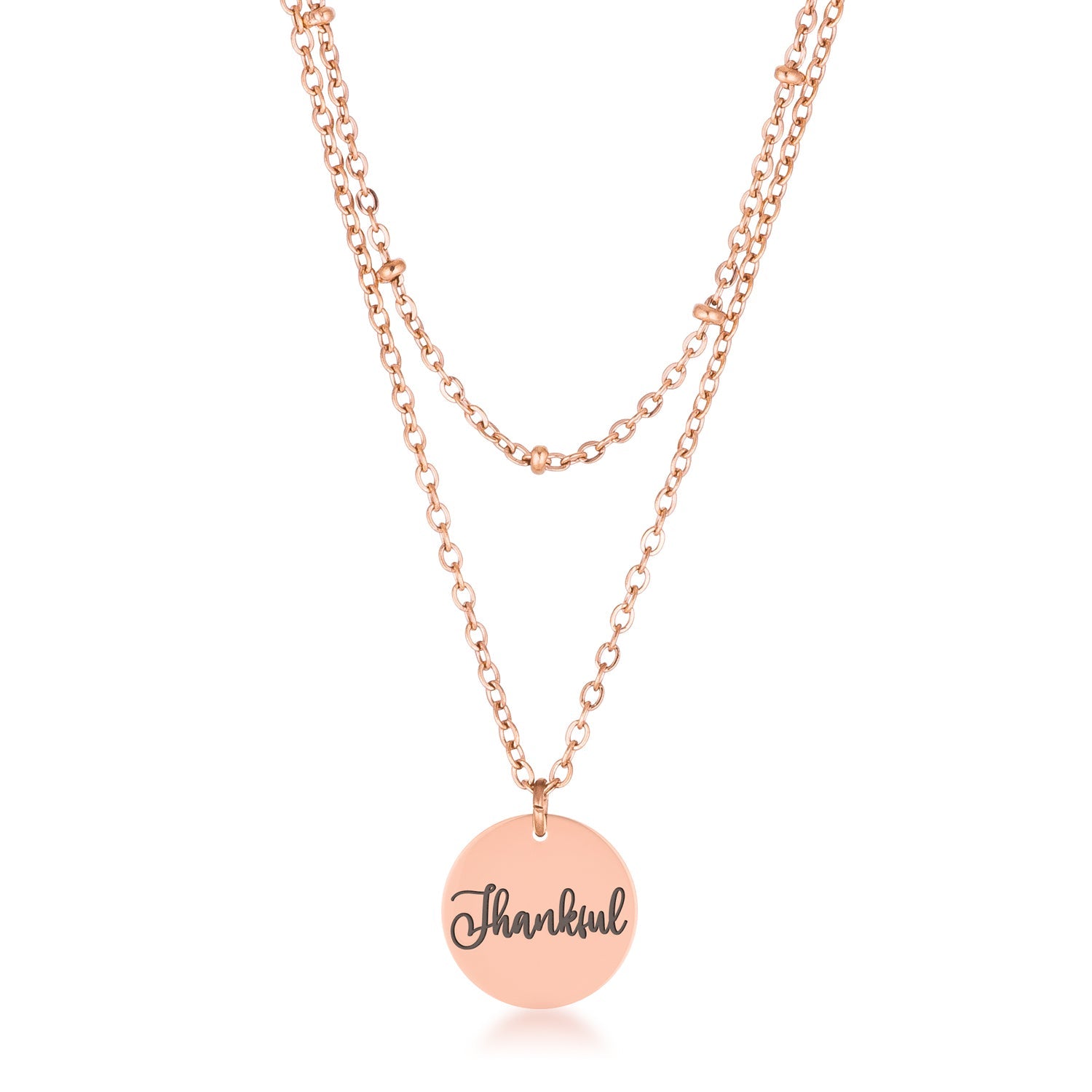 Seductive Detail Icon Series Delicate Rose Gold Plated Thankful Necklace - Friggin Jewelry Fashion