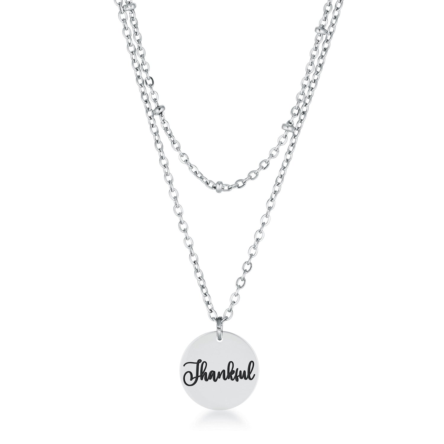 Daring Form Icon Series Delicate Stainless Steel Thankful Necklace - Friggin Jewelry Fashion
