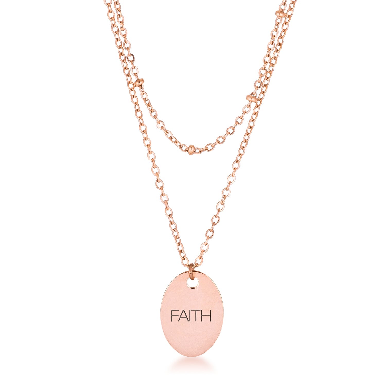 Exclusive Spark Timeless Edit Rose Gold Plated Double Chain FAITH Necklace - Friggin Jewelry Fashion