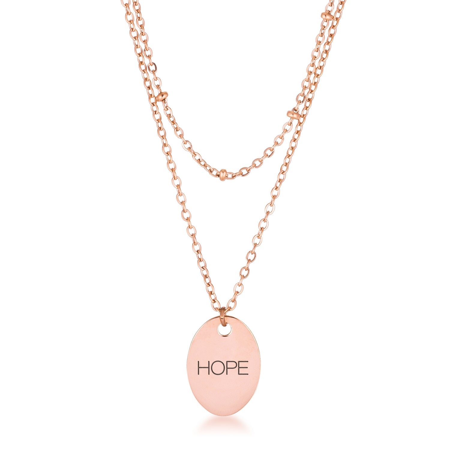 Bold Obsession Signature Line Rose Gold Plated Double Chain HOPE Necklace - Friggin Jewelry Fashion
