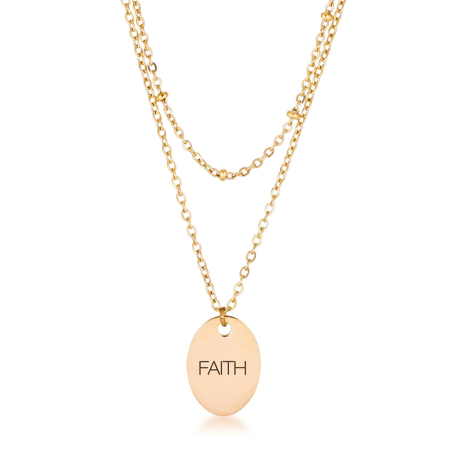 Striking Glow Modern Edit 18k Gold Plated Double Chain FAITH Necklace - Friggin Jewelry Fashion