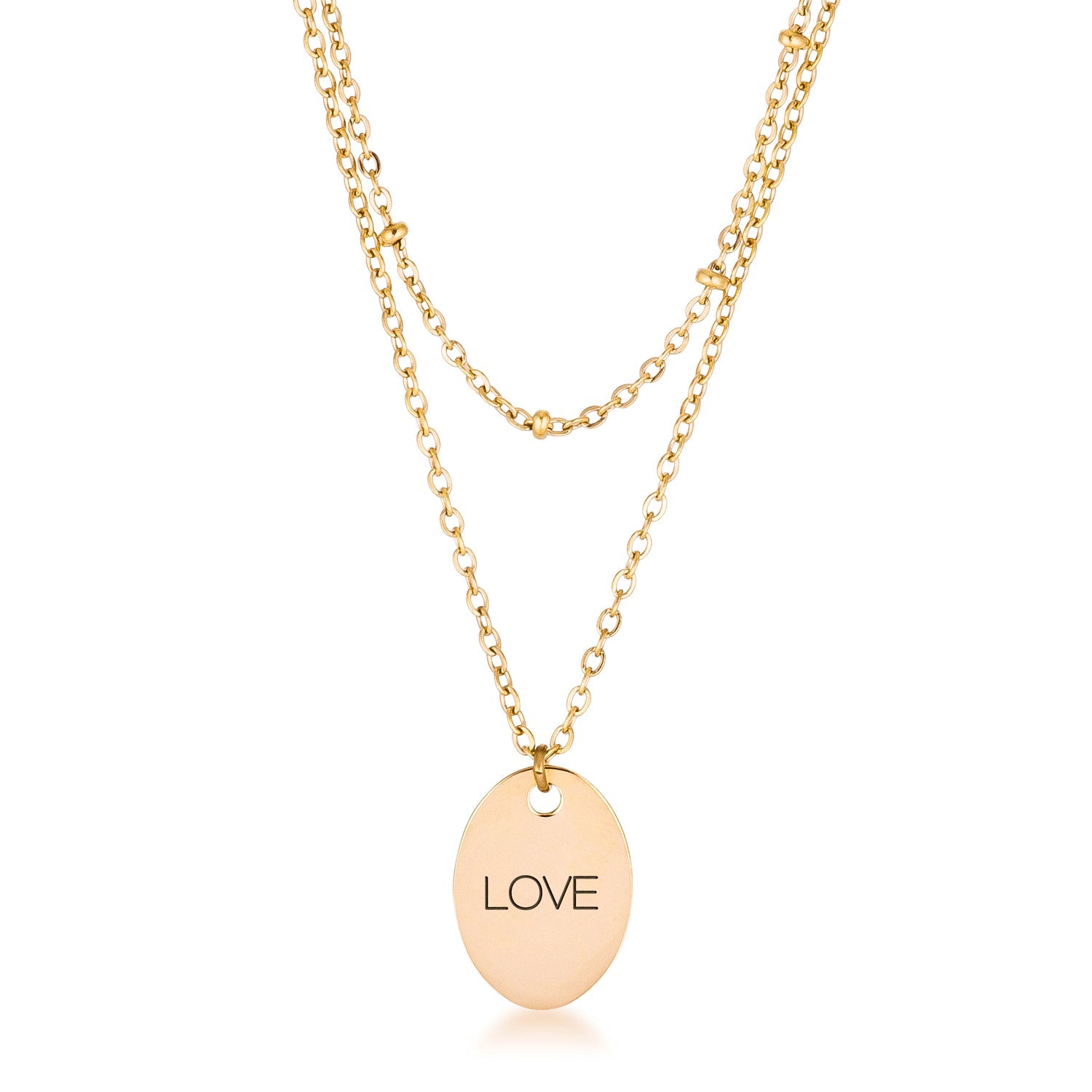 Envy Worthy Icon Heritage Line 18k Gold Plated Double Chain LOVE Necklace - Friggin Jewelry Fashion