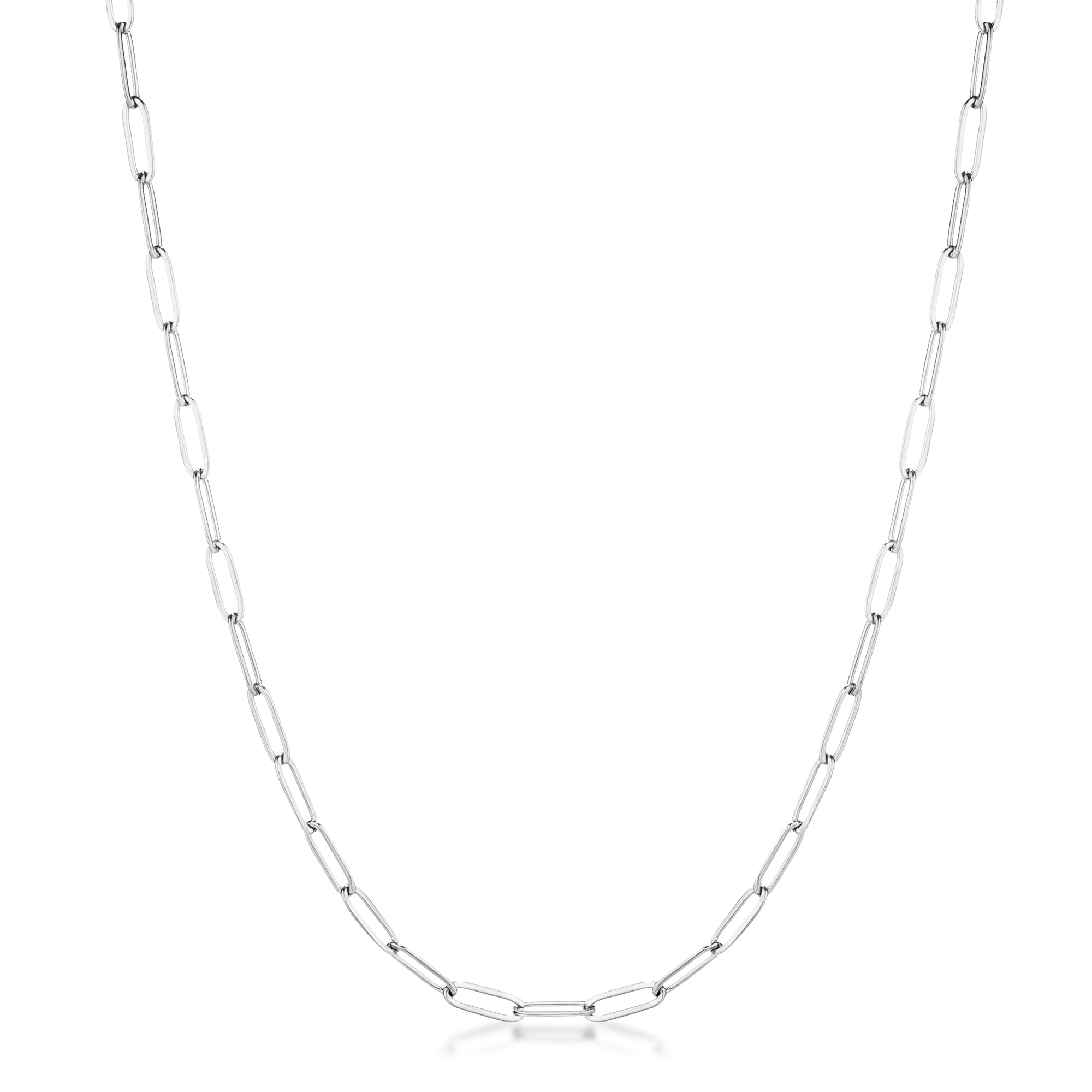 Radiant Edge Classic Series 16 Rhodium Plated Linked Petite Paperclip Chain Necklace - Friggin Jewelry Fashion