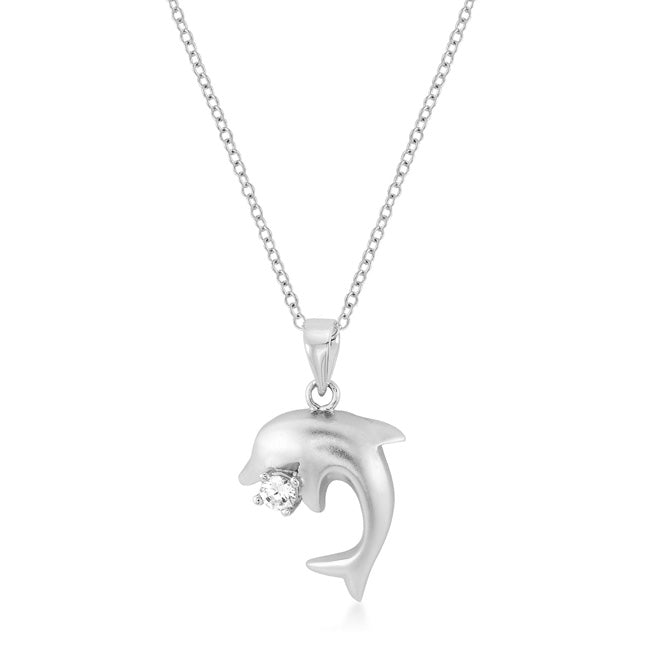 Golden Legacy Studio Icon Matte Rhodium Dolphin Pendant - Friggin Jewelry Fashion