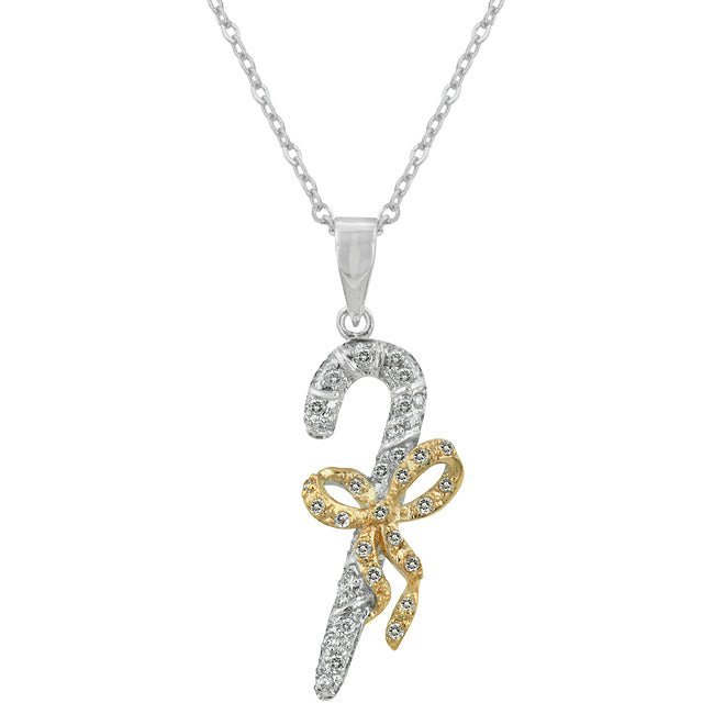 Starborn Icon Modern Line Candy Cane Cubic Zirconia Pendant - Friggin Jewelry Fashion