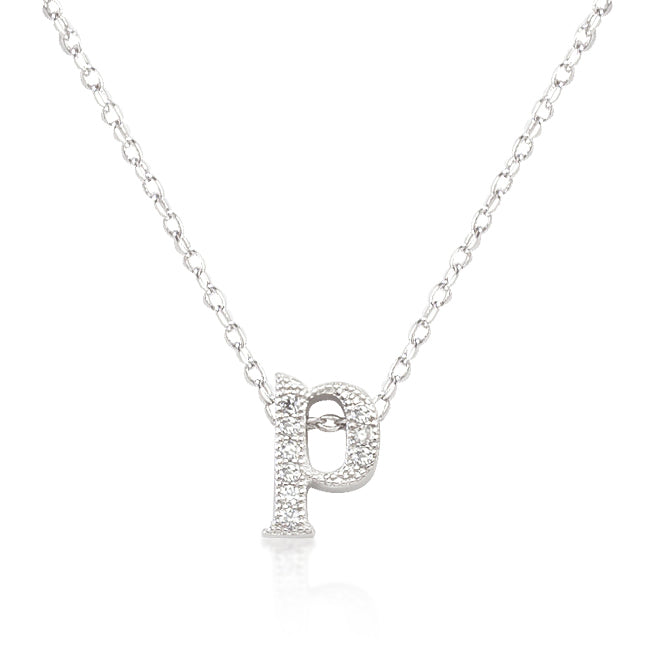 Smart Detail Bold Line Micro-Pave Initial P Pendant - Friggin Jewelry Fashion