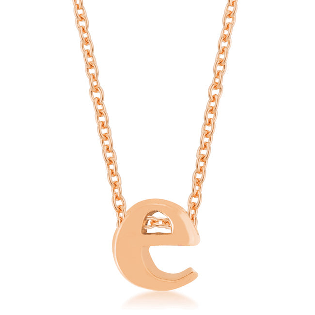 Everyday Edge Bold Icon Rose Gold Finish Initial E Pendant - Friggin Jewelry Fashion
