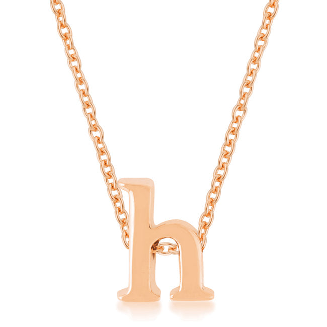 Sleek Heritage Signature Line Rose Gold Finish Initial H Pendant - Friggin Jewelry Fashion