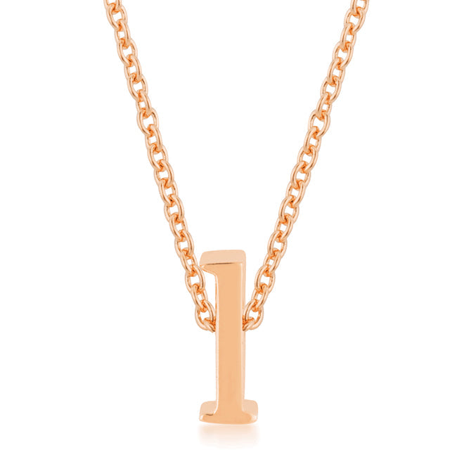 Signature Whisper Sleek Line Rose Gold Finish Initial L Pendant - Friggin Jewelry Fashion