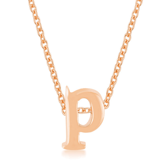 Everyday Edge Signature Icon Rose Gold Finish Initial P Pendant - Friggin Jewelry Fashion