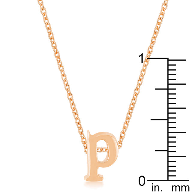 Everyday Edge Signature Icon Rose Gold Finish Initial P Pendant - Friggin Jewelry Fashion