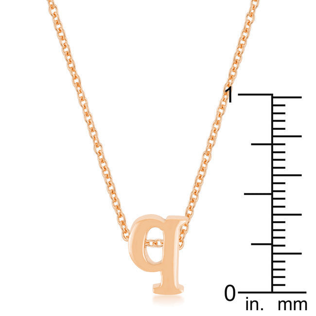Refined Obsession Modern Edit Rose Gold Finish Intiial Q Pendant - Friggin Jewelry Fashion