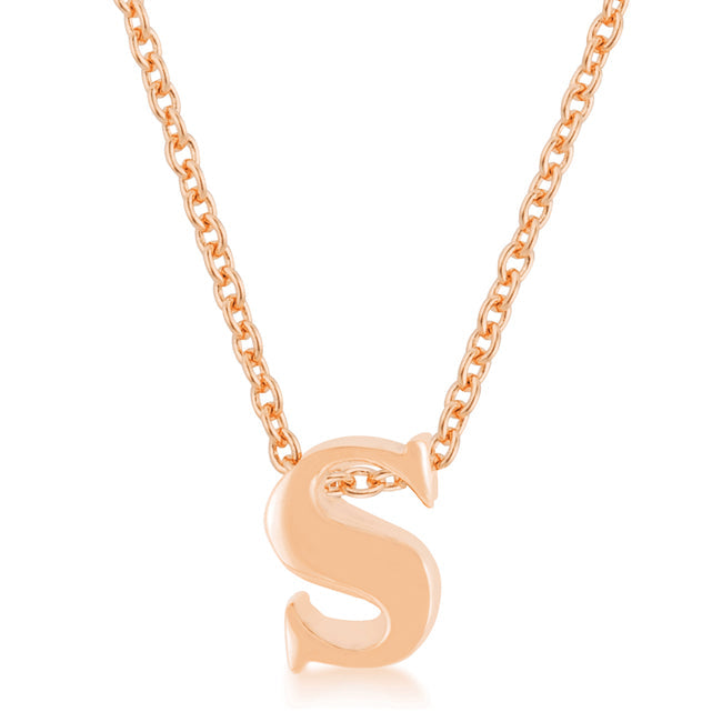 Covetable Icon Classic Line Rose Gold Finish Initial S Pendant - Friggin Jewelry Fashion